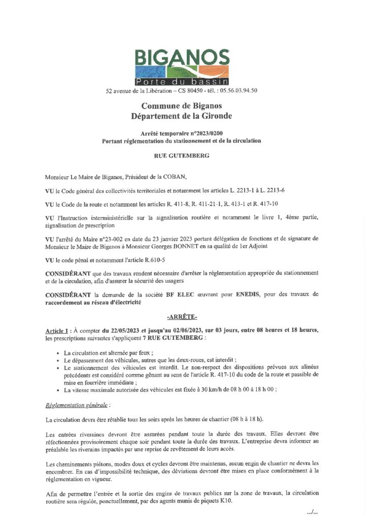 thumbnail of ARRETE 2023-0200 – RUE GUTEMBERG