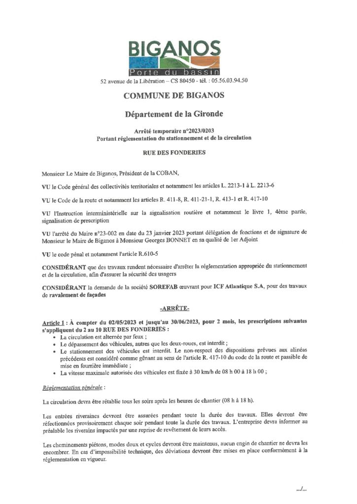 thumbnail of ARRETE 2023-0203 – RUE DES FONDERIES