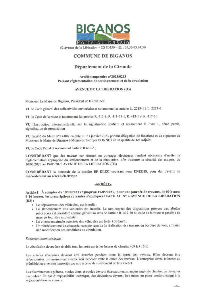 thumbnail of ARRETE 2023-0213 – AVENUE DE LA LIBERATION